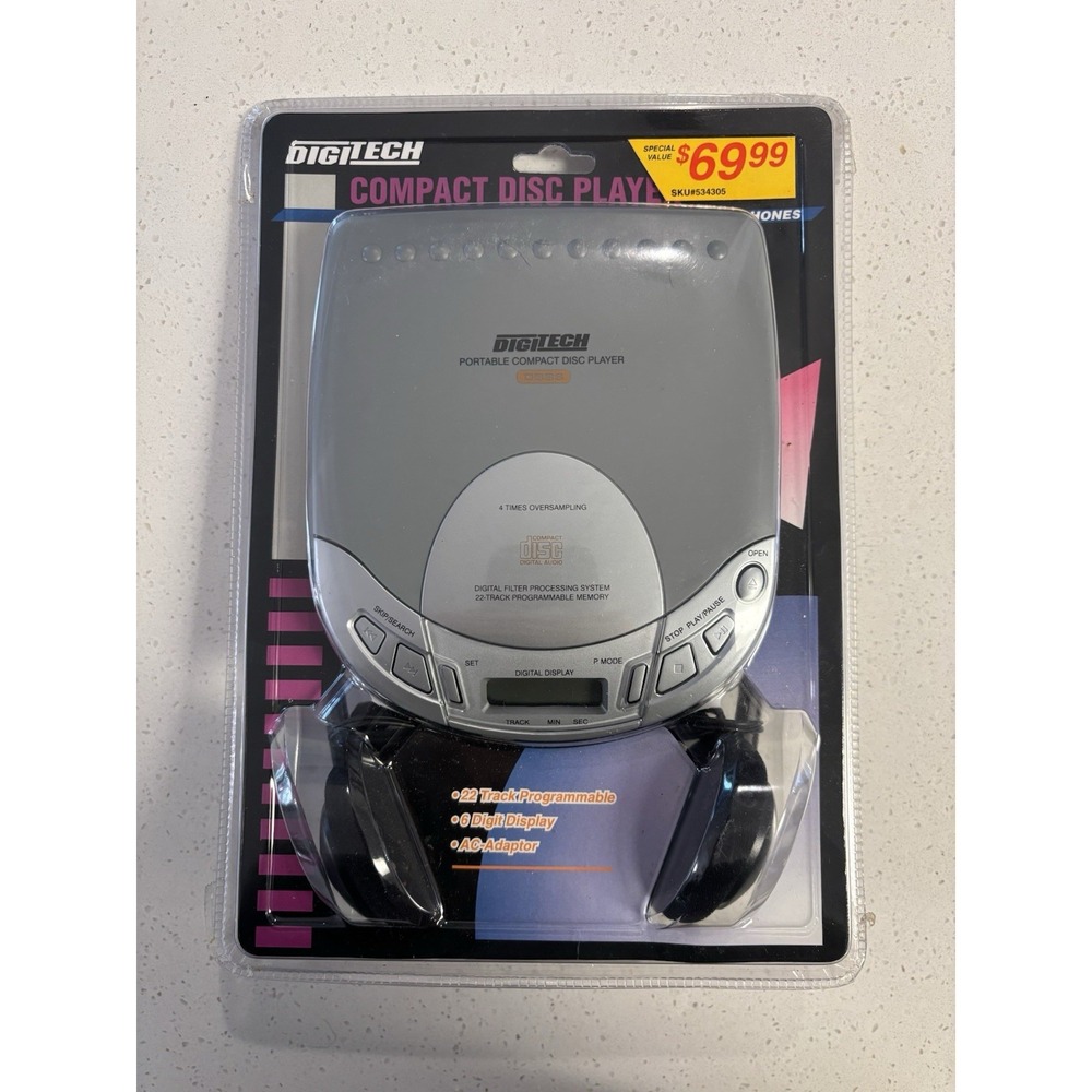 Digitech Compact Portable Disc Player 22 Programmable Tracks - AC Adapter - 6 DD